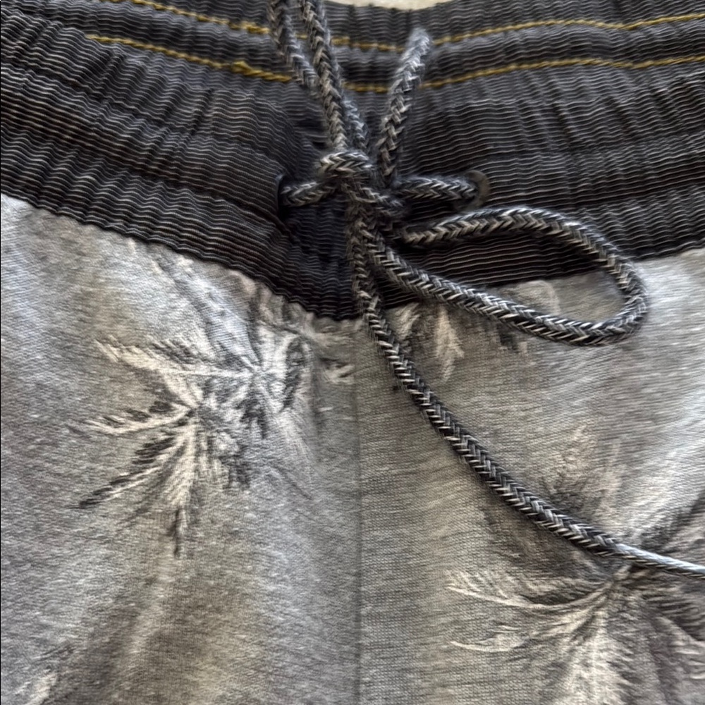 Gray Palm Print Drawstring Shorts - image 2